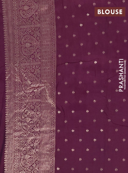 Semi chanderi saree wine shade with zari woven buttas and zari woven border