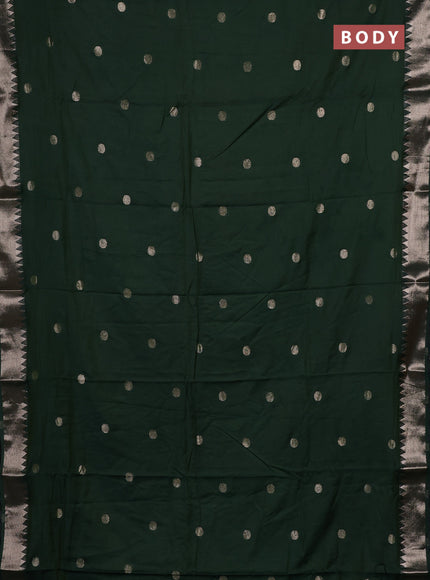 Semi chanderi saree green with allover self emboss zari woven buttas and zari woven border