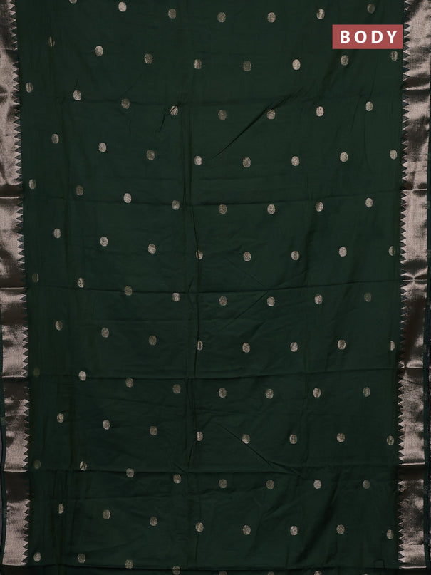 Semi chanderi saree green with allover self emboss zari woven buttas and zari woven border