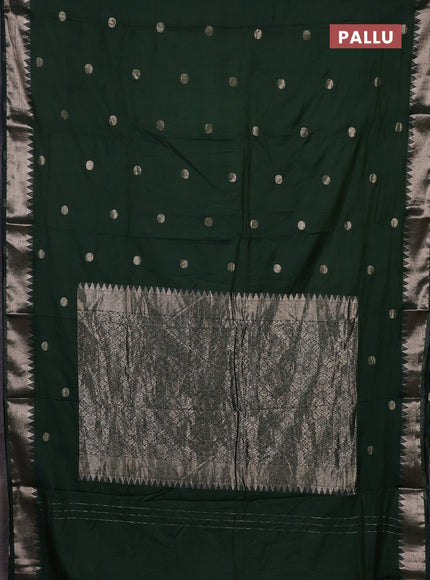 Semi chanderi saree green with allover self emboss zari woven buttas and zari woven border