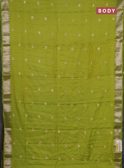 Semi chanderi saree light green with allover self emboss zari woven buttas and zari woven border