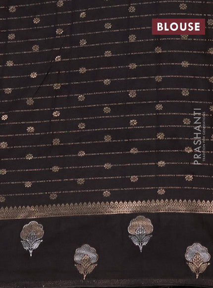 Semi chanderi saree coffee brown with allover zari checked pattern and zari woven butta border
