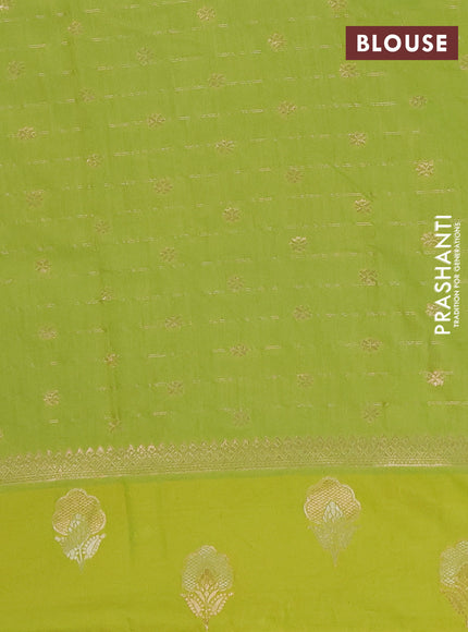 Semi chanderi saree light green with allover zari checked pattern and zari woven butta border
