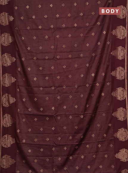 Semi chanderi saree deep maroon with allover zari weaves & buttas and zari woven butta border