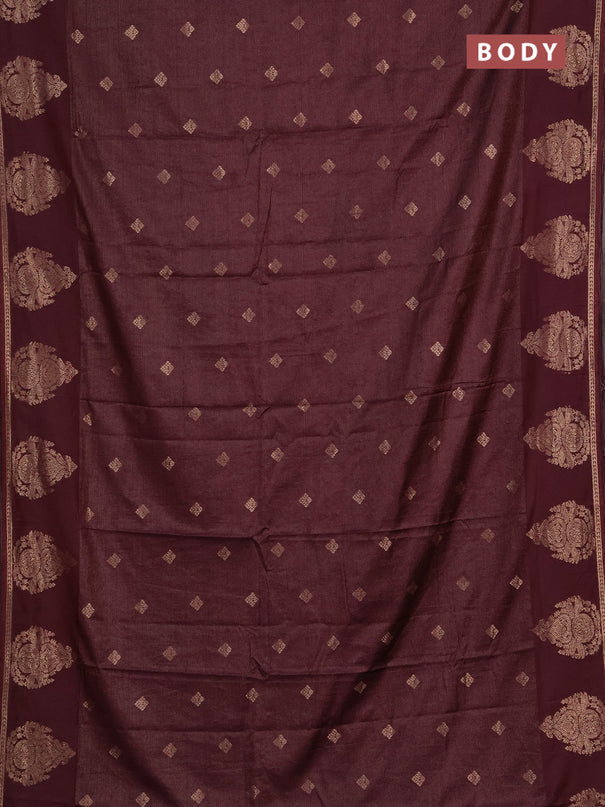 Semi chanderi saree deep maroon with allover zari weaves & buttas and zari woven butta border