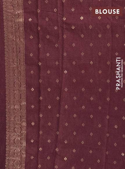 Semi chanderi saree deep maroon with allover zari weaves & buttas and zari woven butta border