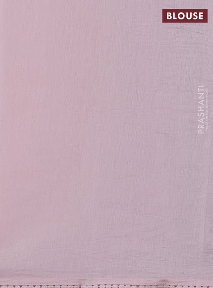 Mul chanderi saree baby pink with allover embroidery work and floral embroidery pallu