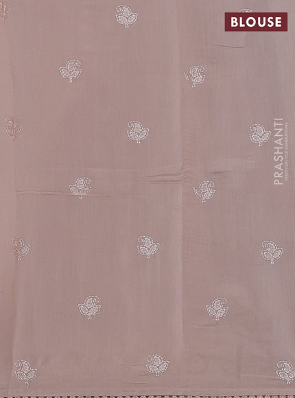 Mul chanderi saree beige with embroidery buttas and embroidery pallu