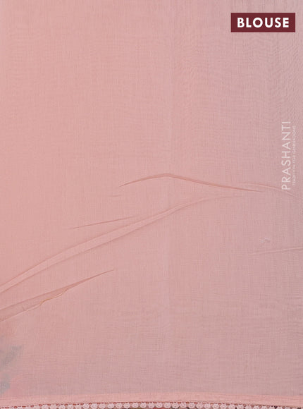 Mul chanderi saree peach shade with plain body and embroidery border