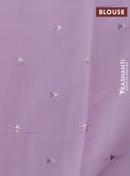 Mul chanderi saree lavender with embroidery buttas and geometric design embroidery border