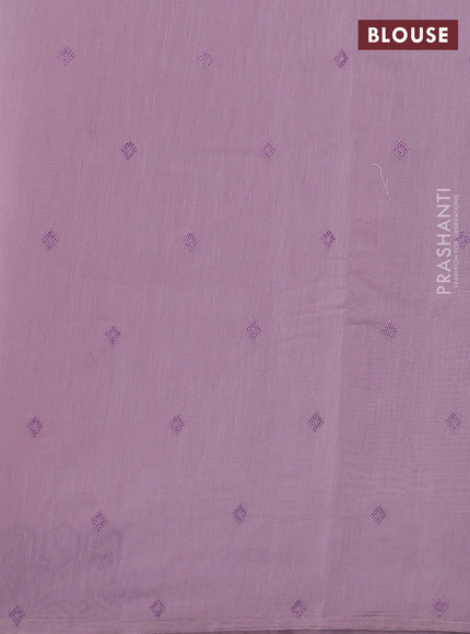 Mul chanderi saree lavender shade with embroidery buttas and embroidery border