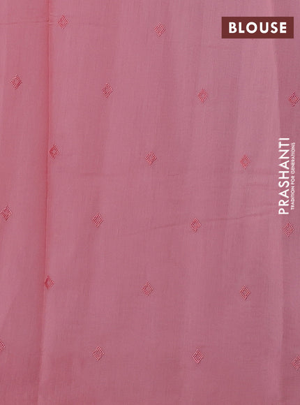 Mul chanderi saree mild peach pink with embroidery buttas and embroidery border