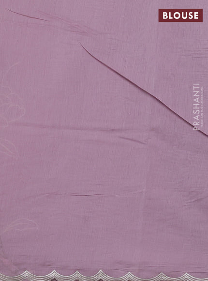 Mul chanderi saree mild lavender with allover embroidery work and scallop border