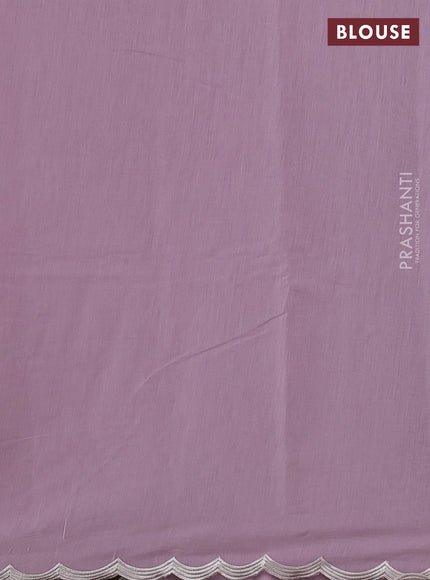 Mul chanderi saree lavender with allover embroidery work and scallop border