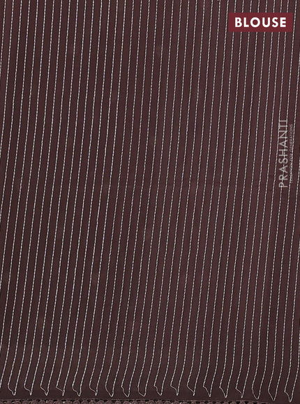 Mul chanderi saree brown with embroidery buttas and embroidery border