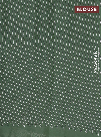 Mul chanderi saree sage green with embroidery buttas and embroidery border