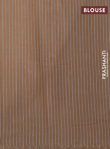 Mul chanderi saree dark beige with embroidery buttas and embroidery border