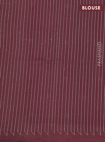 Mul chanderi saree rosy brown with embroidery buttas and embroidery border