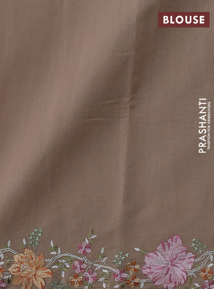Mul chanderi saree beige with embroidery work and embroidery border