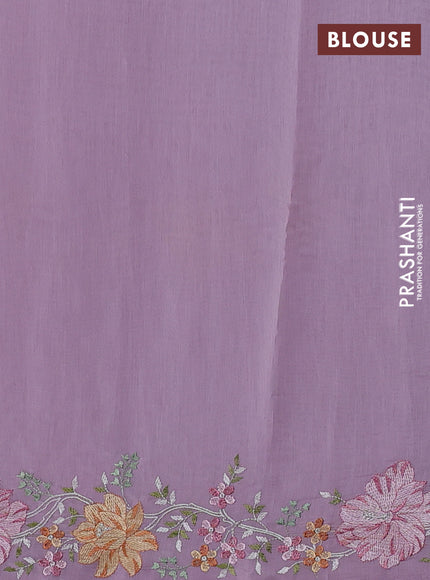 Mul chanderi saree lavender with embroidery work and embroidery border