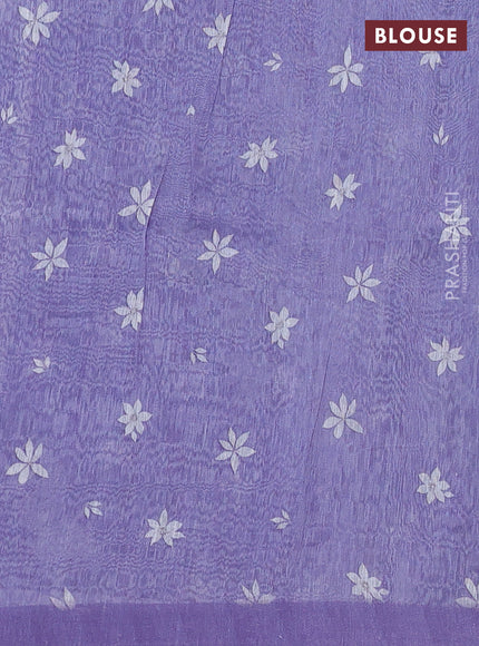 Pure linen silk saree lavender with allover digital prints and simple border