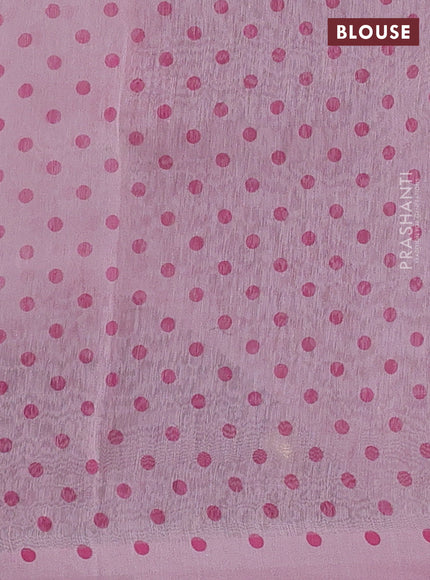 Pure linen silk saree light pink with floral digital butta prints and simple border