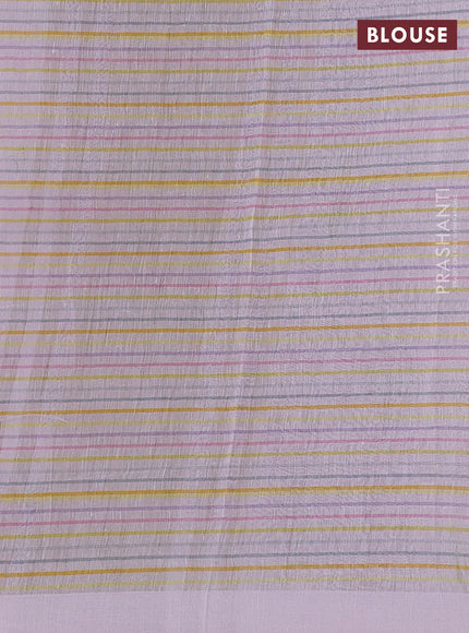 Pure linen silk saree light pink with floral digital butta prints and simple border