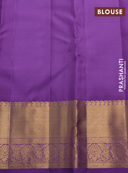 Pure kanchipuram silk saree lavander with allover zari checks & buttas and rich zari woven border