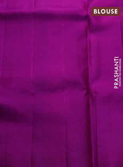 Pure kanchipuram silk saree magenta pink with allover zari brocade weaves and meenakari border