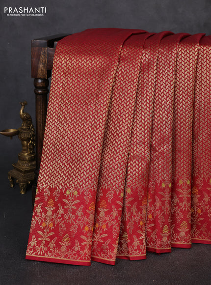 Pure kanchipuram silk saree maroon with allover zari brocade weaves and meenakari border