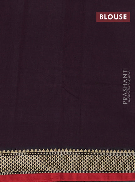 Narayanpet cotton saree deep wine and maroon with plain body and temple design thread woven border
