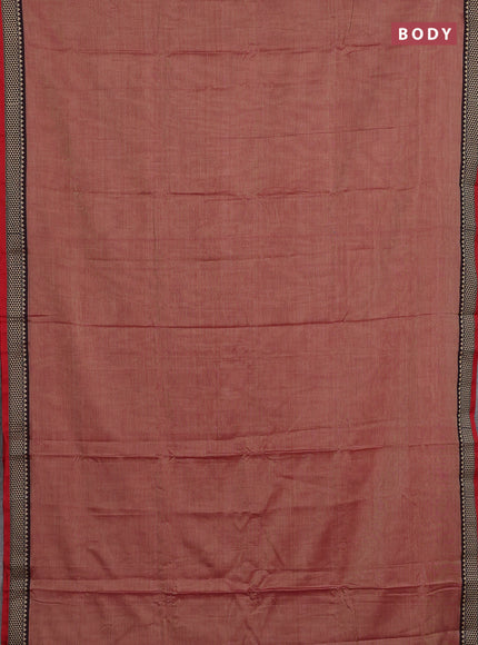 Narayanpet cotton saree red shade with plain body and temple design thread woven border