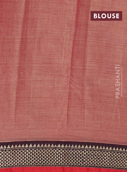 Narayanpet cotton saree red shade with plain body and temple design thread woven border