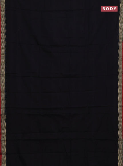 Narayanpet cotton saree black and maroon with plain body and temple design thread woven border