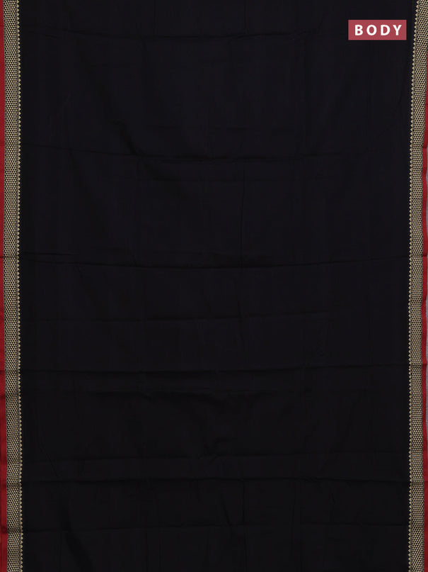 Narayanpet cotton saree black and maroon with plain body and temple design thread woven border
