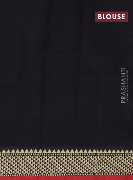 Narayanpet cotton saree black and maroon with plain body and temple design thread woven border
