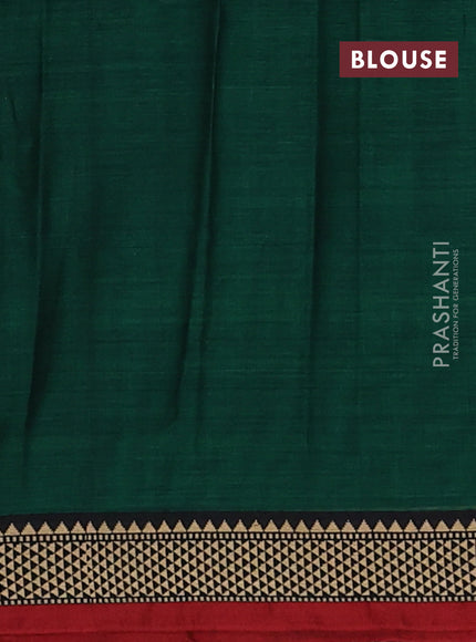 Narayanpet cotton saree green and maroon with plain body and temple design thread woven border