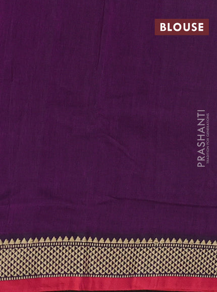 Narayanpet cotton saree purple and maroon with plain body and temple design thread woven border