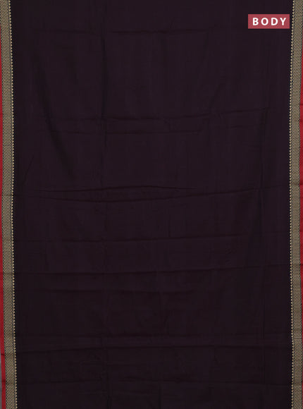 Narayanpet cotton saree deep wine and maroon with plain body and temple design thread woven border