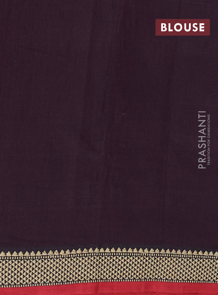 Narayanpet cotton saree deep wine and maroon with plain body and temple design thread woven border