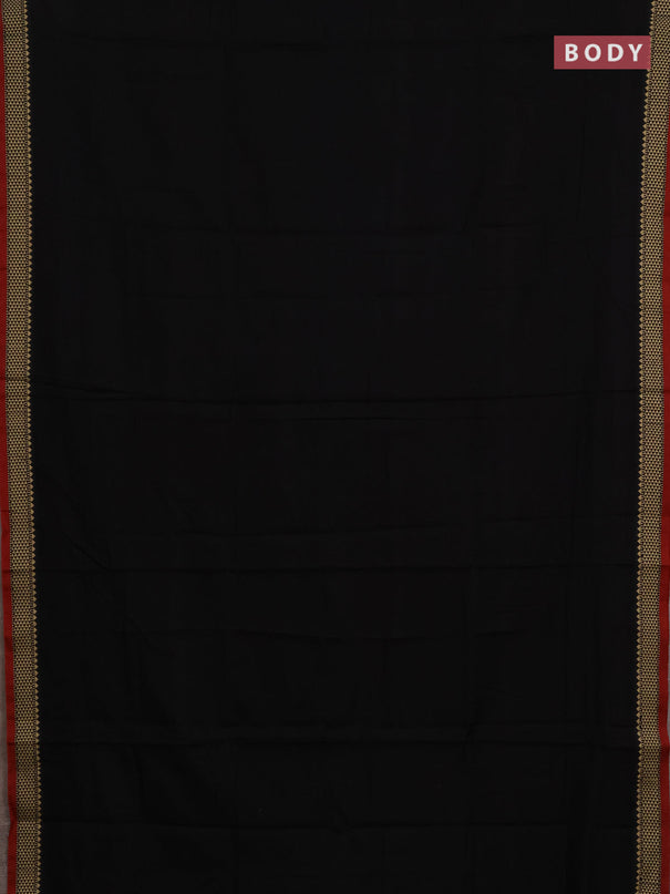 Narayanpet cotton saree black and maroon with plain body and temple design thread woven border