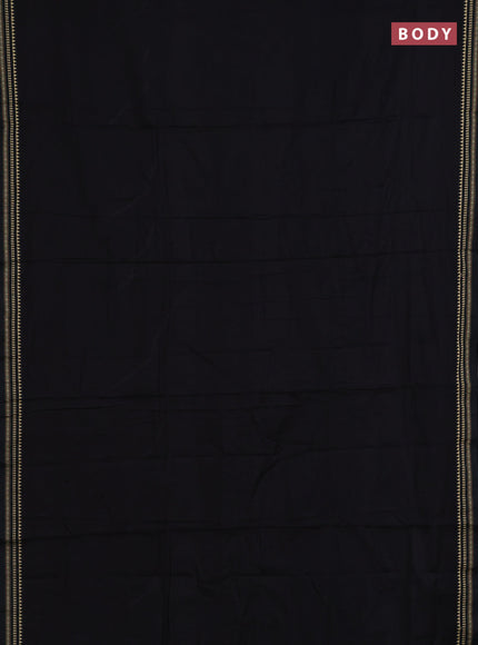 Narayanpet cotton saree black with plain body and temple design thread woven border