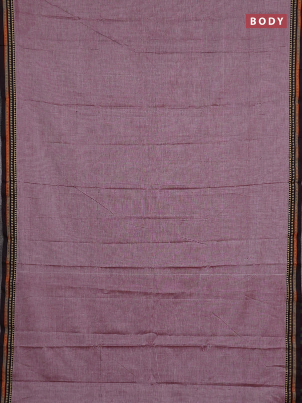 Narayanpet cotton saree maroon shade with plain body and temple design thread woven border