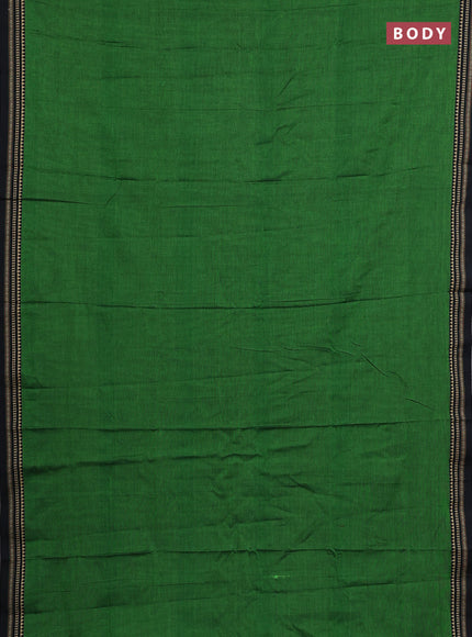 Narayanpet cotton saree green and bottle green with plain body and temple design thread woven border