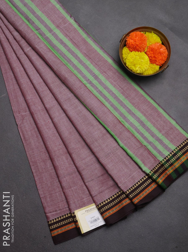 Narayanpet cotton saree maroon shade and deep maroon with plain body and temple design thread woven border