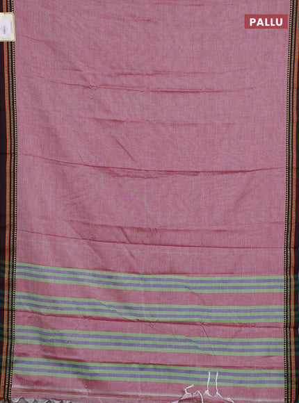 Narayanpet cotton saree maroon shade with plain body and temple design thread woven border