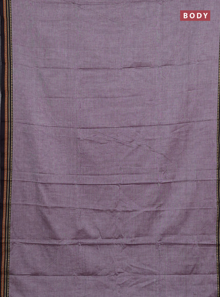 Narayanpet cotton saree wine shade and deep purple with plain body and temple design thread woven border