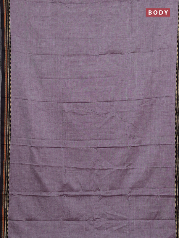 Narayanpet cotton saree wine shade and deep purple with plain body and temple design thread woven border