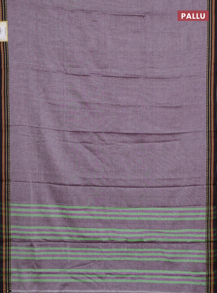 Narayanpet cotton saree wine shade and deep purple with plain body and temple design thread woven border