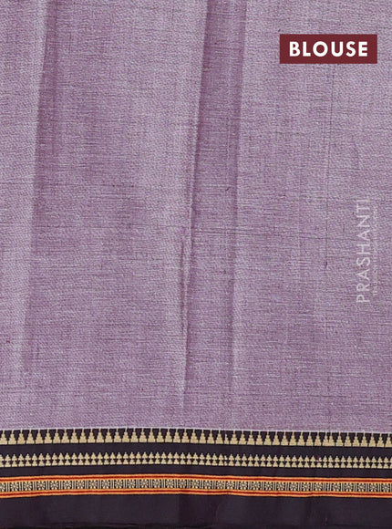 Narayanpet cotton saree wine shade and deep purple with plain body and temple design thread woven border